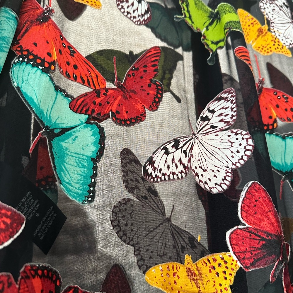 Alice + Olivia Multicolor Butterfly Sheila Burnout Blouse xs - Picture 9 of 10